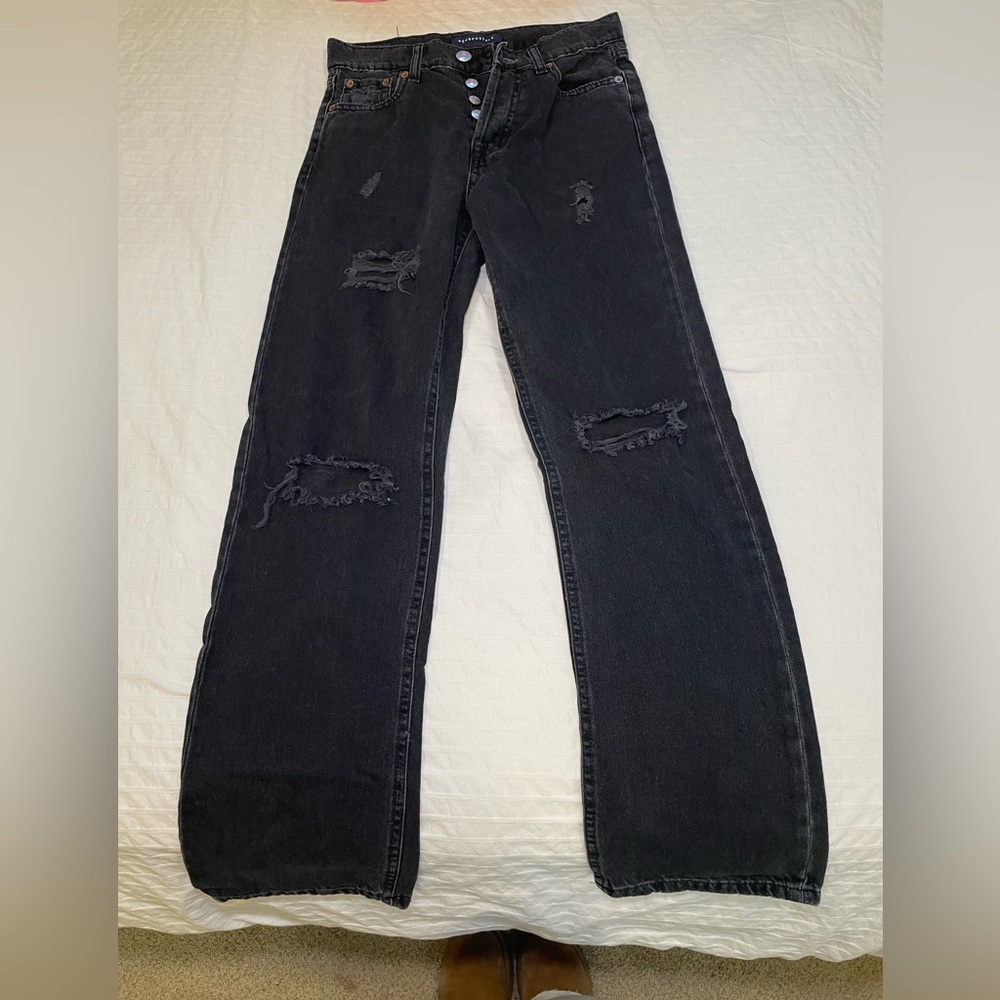 Women’s Aeropostale 90s Baggy Black Distressed Jeans